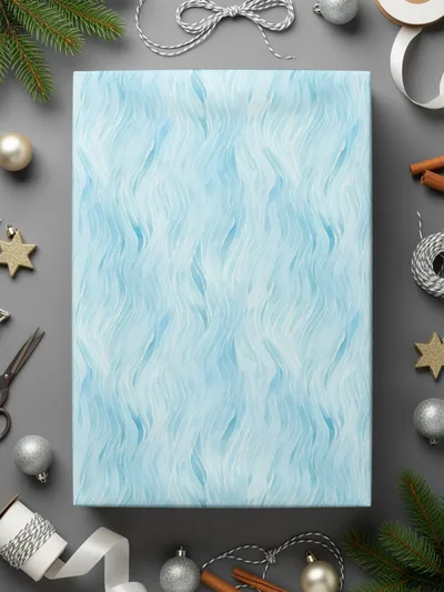 Light Blue Wave Patterned Holiday Wrapping Paper