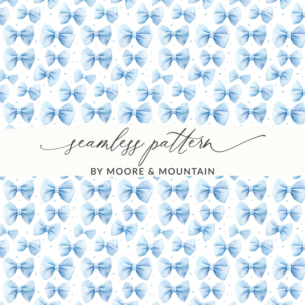 Blue Bow Seamless Pattern by Moore & Mountain Design