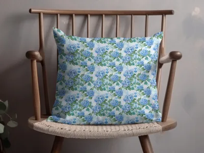 Decorative Blue Floral Pattern Pillow For Home Decor