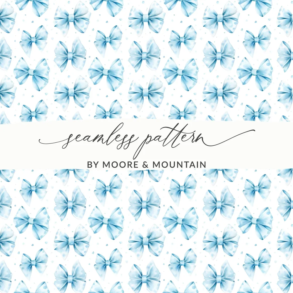 Blue Bow Pattern Seamless Design by Moore and Mountain