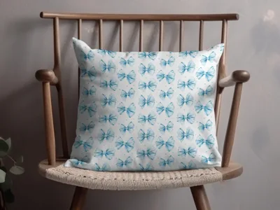 Blue Bow Pattern Decorative Pillow for Home Decor