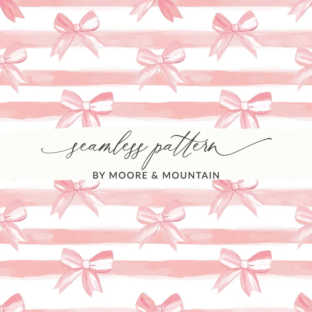 Pink Bow and Stripe Seamless Pattern Design for Crafting