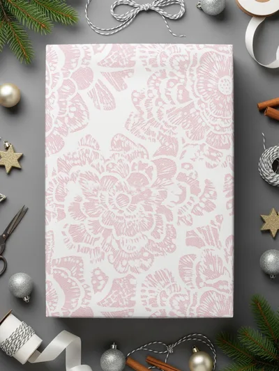 Elegant Pink Floral Wrapping Paper Gift Wrap Sheet
