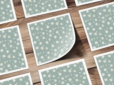 Floral Pattern Stickers with White Daisies Sheet