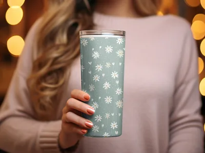 Floral Patterned Insulated Tumbler Keeps Drinks Hot