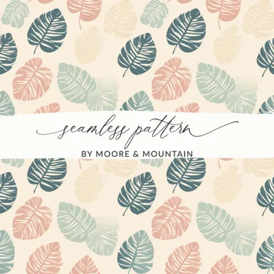 Seamless Modern Boho Background Blush Pastel Leaf Digital