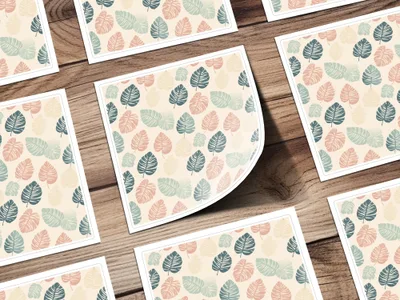 Colorful Leaf Pattern Print with Tropical Design