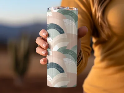 Elegant Teal and Beige Abstract Design Tumbler