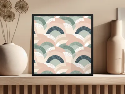 Abstract Pastel Geometric Print in Black Frame product