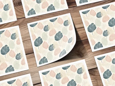 Abstract Pastel Leaf Pattern Design Art Prints