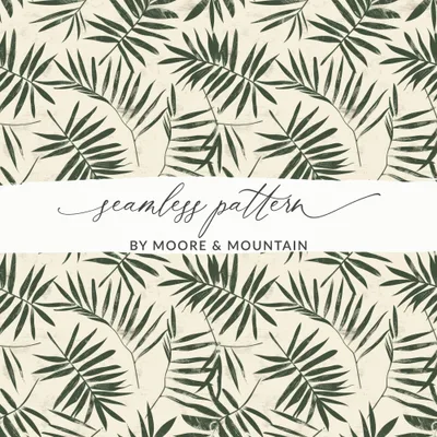 Seamless Modern Boho Background Sage Green Leaves Digital