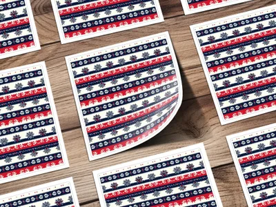 Seamless Nordic Pattern Digital Paper, Scandinavian Design Print, Red Blue Digital Pattern, Holiday Texture, Festive Digital Texture - Moore and Mountain