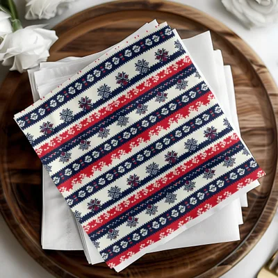 Seamless Nordic Pattern Digital Paper, Scandinavian Design Print, Red Blue Digital Pattern, Holiday Texture, Festive Digital Texture - Moore and Mountain