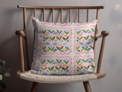 Pastel Floral Pattern Throw Pillow for Home Decor