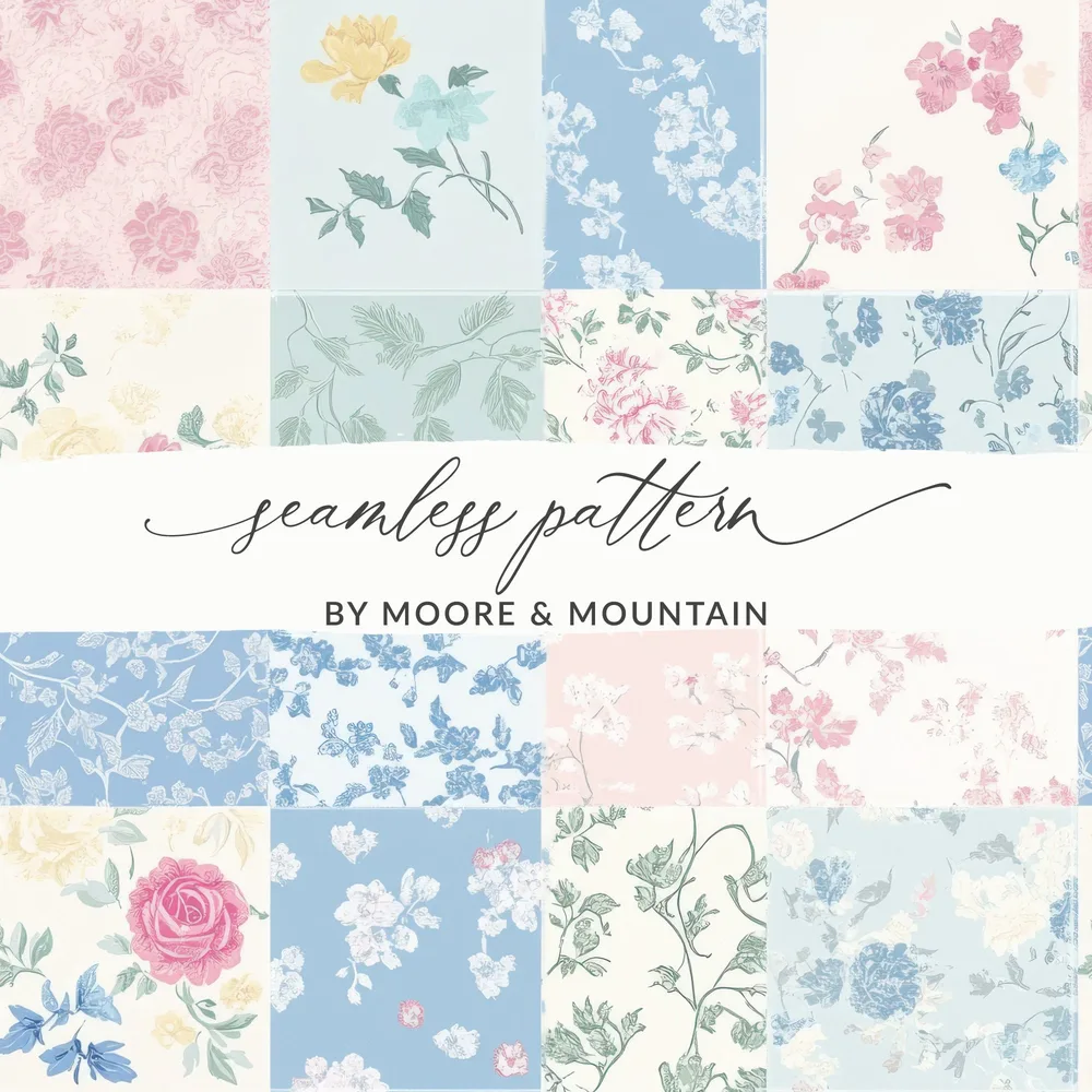 Beautiful Botanical Seamless Pattern Collection Design