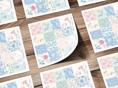 Pastel Floral Patchwork Design Decorative Paper Sheets