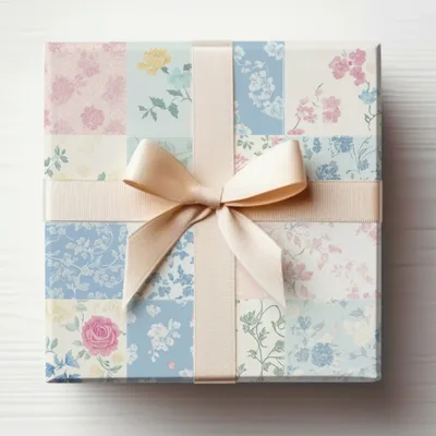 Elegant Floral Patchwork Gift Box with Bow