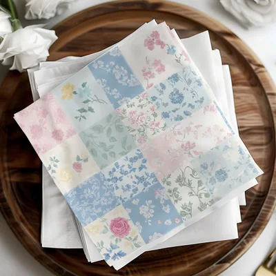 Elegant Floral Patchwork Design Paper Napkin Set