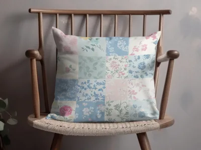 Patchwork Floral Throw Pillow with Vintage Design Pillow