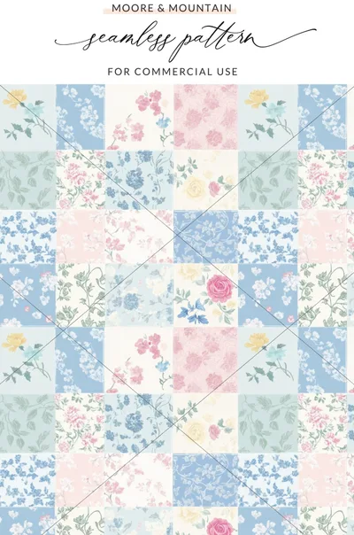 Floral Patchwork Seamless Pattern for Commercial Use
