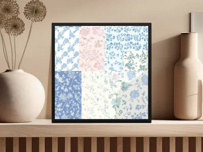Floral Pattern Collage Framed Art Print for Home Decor