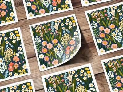 Colorful Floral Pattern Illustration Sticker Sheet