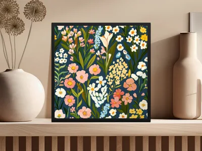 Vibrant Floral Artwork with Colorful Blossoms product