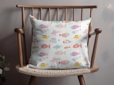 Colorful Fish Pattern Decorative Pillow Product