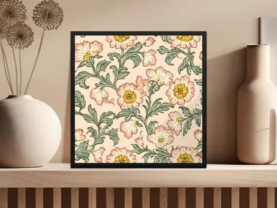 Seamless Pattern Kalamkari Flowers Leaves Repeating Design - Moore and Mountain