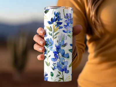 Spring Seamless Pattern Watercolor Bluebonnet Floral Pattern Beautiful Artistic Digital - Moore and Mountain