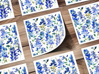 Spring Seamless Pattern Watercolor Bluebonnet Floral Pattern Beautiful Artistic Digital - Moore and Mountain
