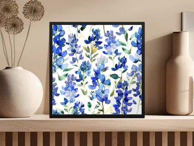 Spring Seamless Pattern Watercolor Bluebonnet Floral Pattern Beautiful Artistic Digital - Moore and Mountain