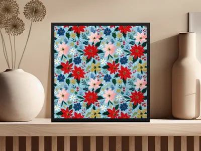 Seamless Poinsettia Pattern Preppy Christmas Background - Moore and Mountain