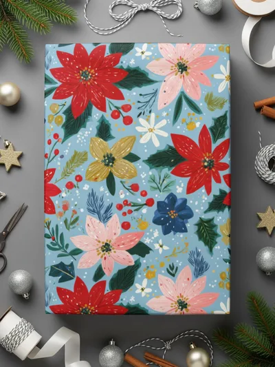 Seamless Poinsettia Pattern Preppy Christmas Background - Moore and Mountain