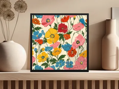 Modern Seamless Poppy Flower Digital Pattern - Moore and Mountain