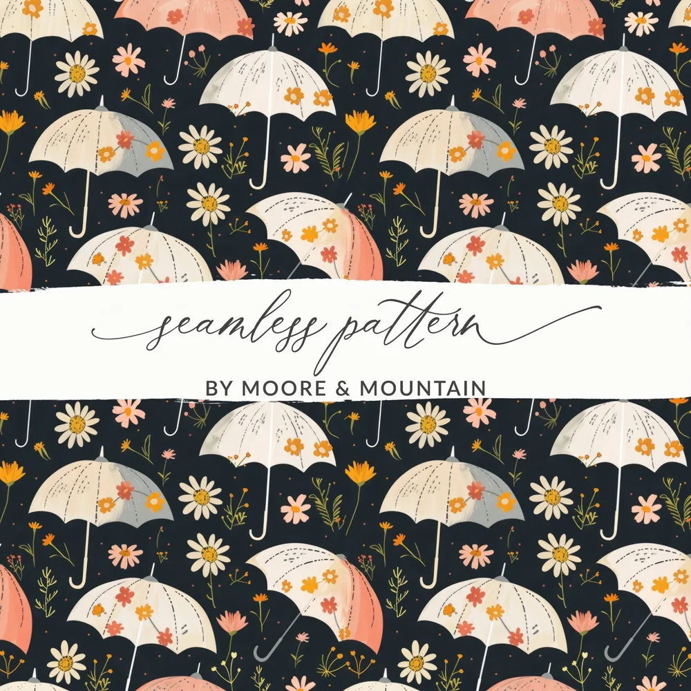 Seamless Spring Floral Umbrellas Seamless Pattern Lovely Design Digital - Moore and Mountain