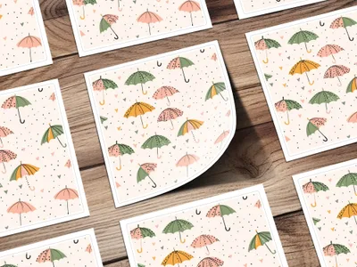 Seamless Spring Umbrella Background, Rainy Days Charming Umbrellas Hearts Seamless Background Design Pattern - Moore and Mountain