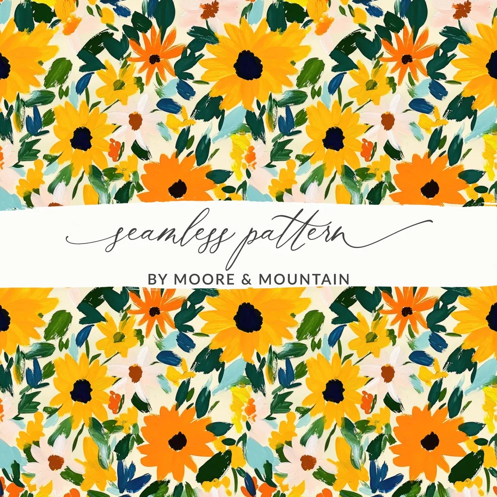 Colorful Sunflower Seamless Pattern by Moore & Mountain