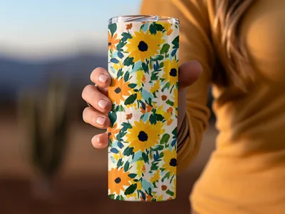 Bright Floral Pattern Travel Tumbler 20oz