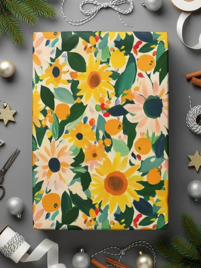 Bright Floral Pattern Gift Wrapping Paper for Any Occasion