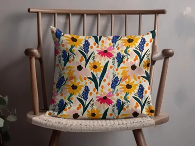 Colorful Floral Design Pillow for Home Decor Accessory