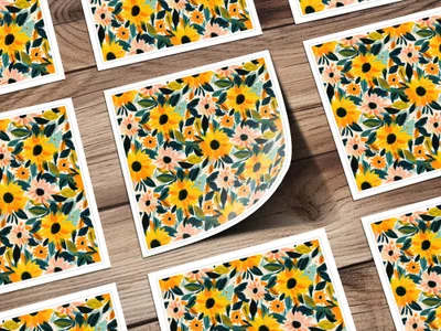 Vibrant Sunflower and Daisy Pattern Sticker Sheets