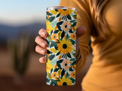 Colorful Sunflower Floral Pattern Insulated Tumbler