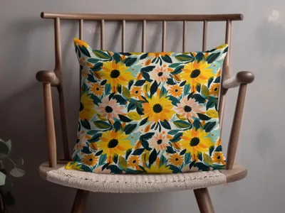 Vibrant Sunflower and Daisy Decorative Pillow