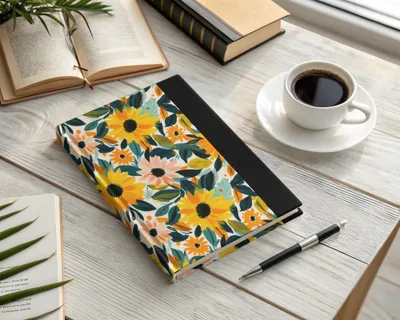 Floral Sunflower Print Hardcover Notebook Journal