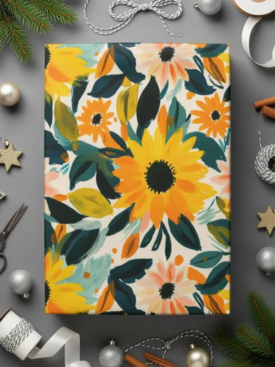 Bright Floral Pattern Gift Wrap for Festive Season