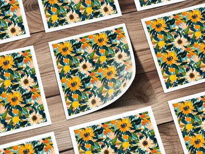 Vibrant Sunflower and Citrus Floral Design Sticker