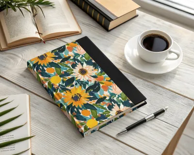 Colorful Floral Sunflower and Citrus Hardcover Notebook
