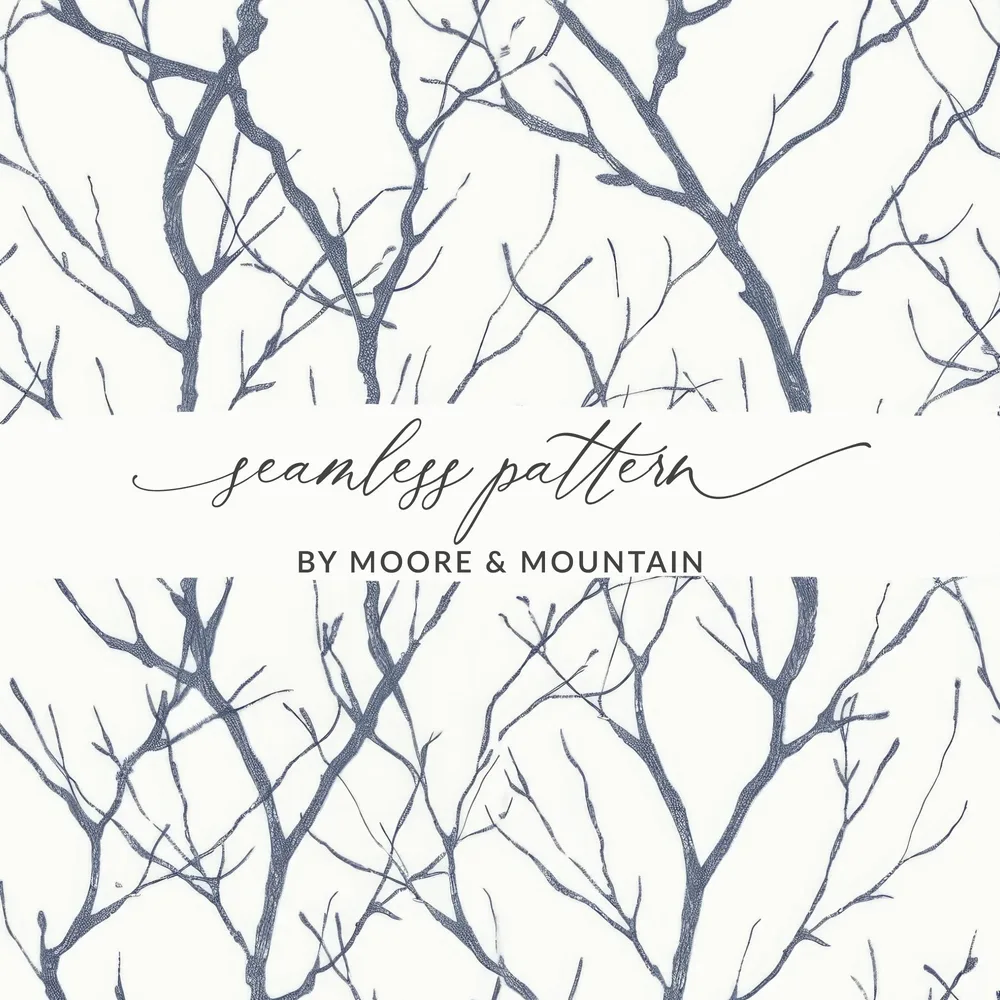 Seamless Tree Branch Pattern Digital Paper, Modern Background Digital Download, Printable Patterns for Crafts, Scrapbooking, Texture - Moore and Mountain