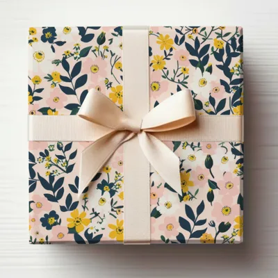 Elegant Floral Gift Box with Delicate Cream Ribbon